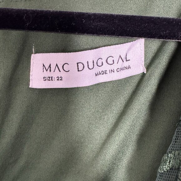 Mac Duggal Bead Sequin Tulle Fit & Flare Dress Emerald Green #20399 NWT Size 22 - Picture 6 of 10